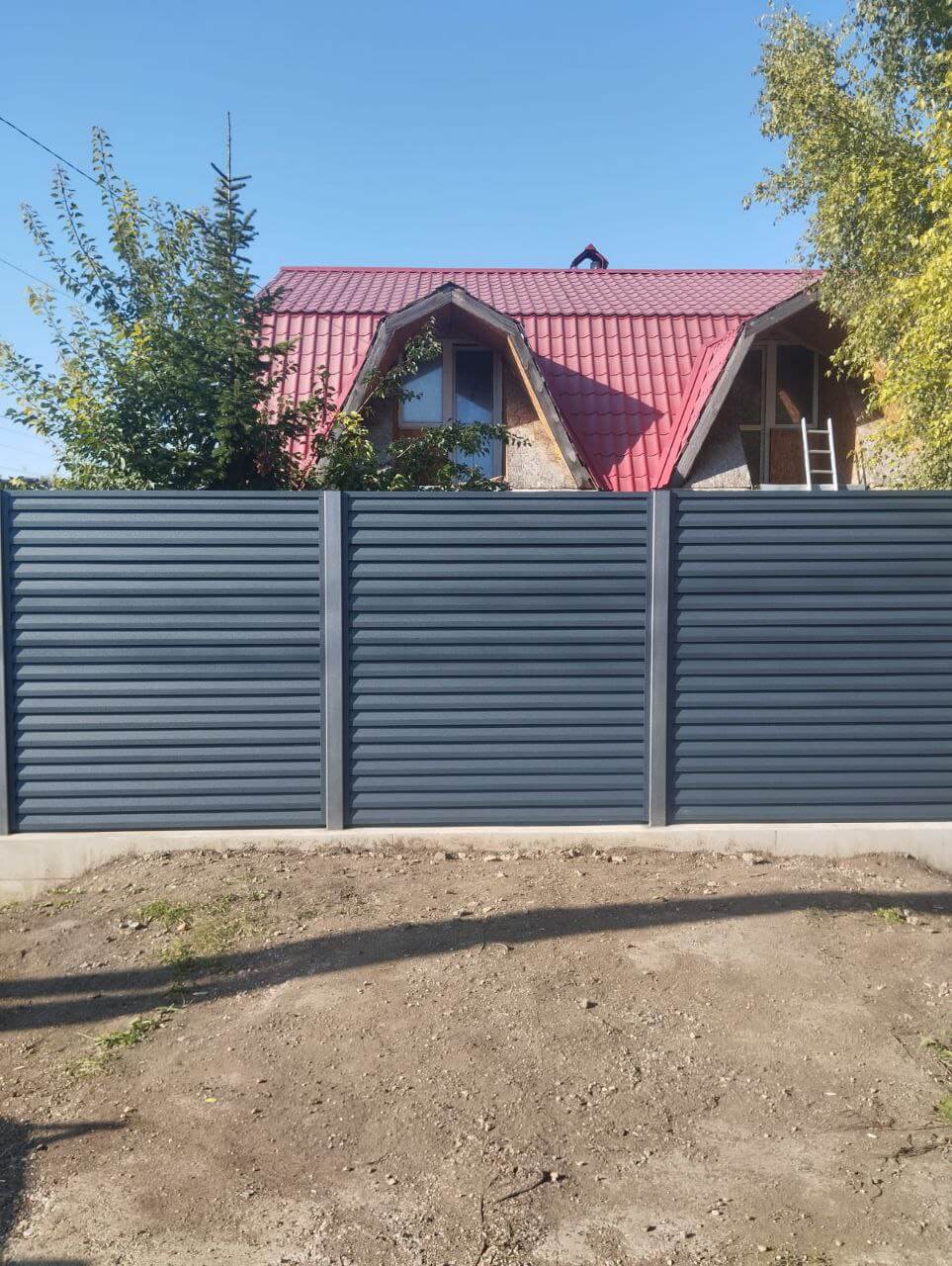 Забор-жалюзи из ламелей Реснички 54м RAL7024/7024 Серый Графит двусторонний МАТТЕ в Ереване