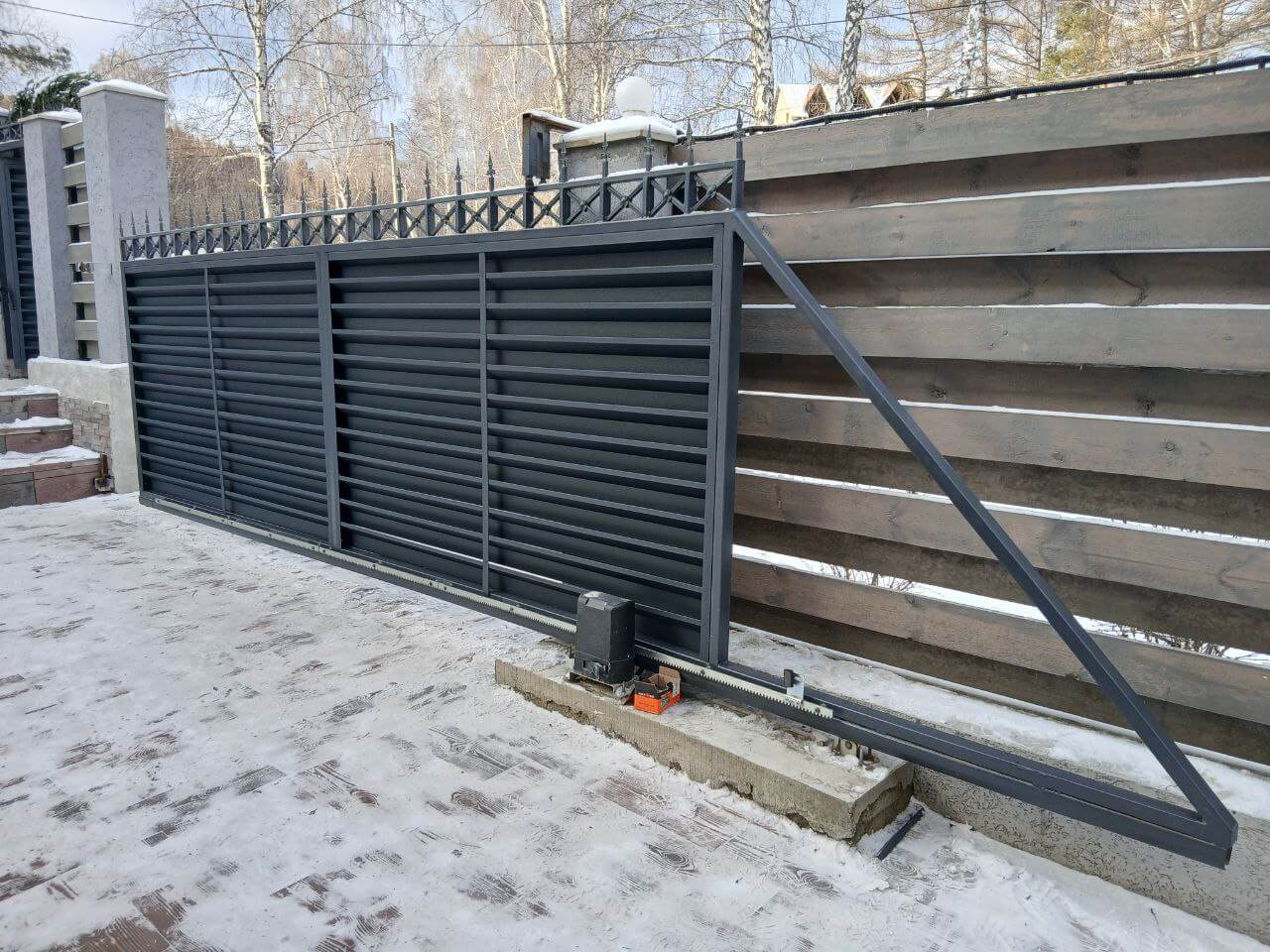 Входная группа из ламелей Хай-Тек RAL7024/7024 Серый Графит двусторонний МАТТЕ фото 23 в Ереване